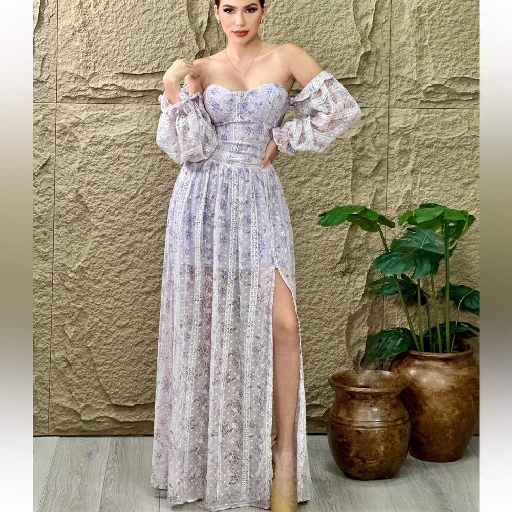NWT Off-Shoulder Lavender Maxi Dress size M